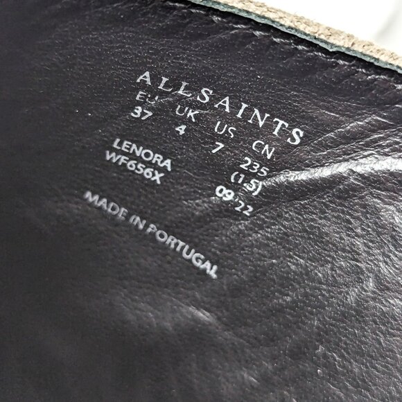 AllSaints Women Lenora Western Cowboy Grey Suede Zip Boots sz 7US EUR 37 - Picture 8 of 11